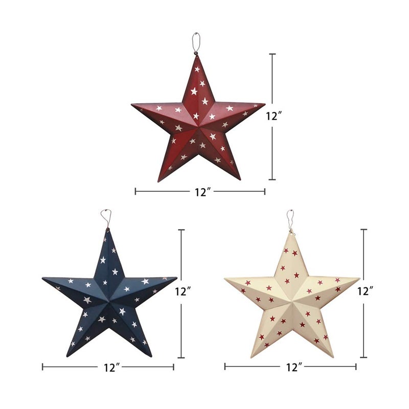 E-view Metal Barn Star Patriotic Home Decor Primitive Indoor Outdoor Wall Art Rustic Hanging Stars Decorations for Walls Fence Porch House July of 4th Decoration - Image 5